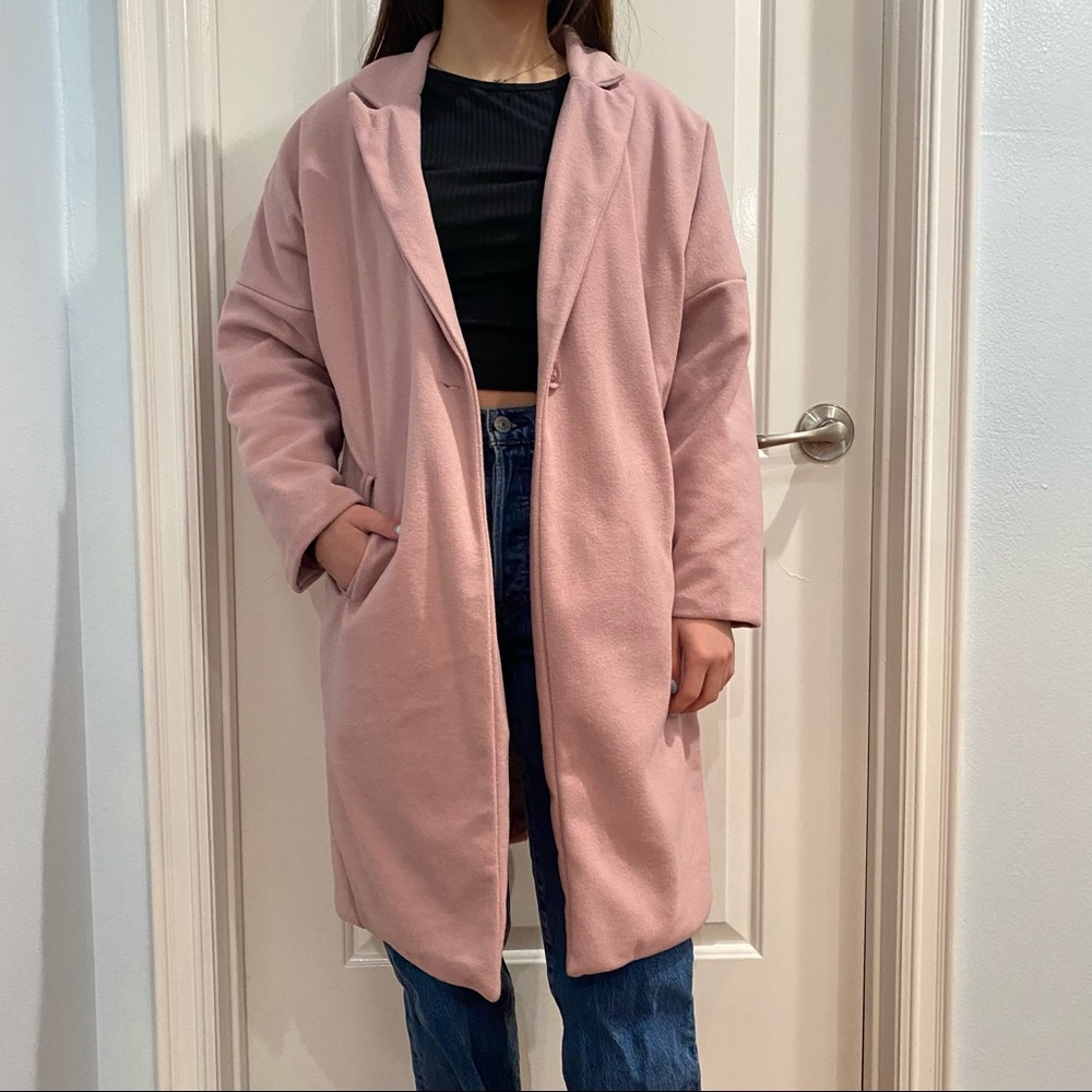 Yes Style Single Button Drop Sleeves Pink Coat Size S - Picture 12 of 14